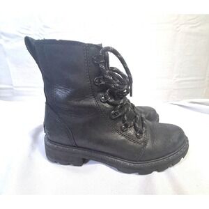 SOREL Women's Black Leather Lace Up Combat Boots Size 7